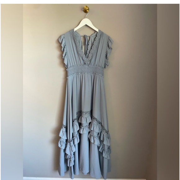 Baltic Born Small Dusty Blue Jasmine Ruffle Maxi Dress - Picture 1 of 2